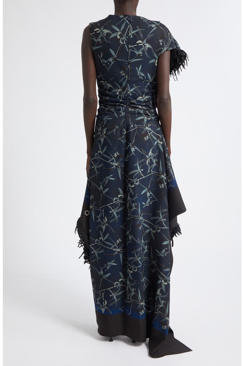 Bodine Asymmetric Fringe Cowl Neck Dress, Alternate, color, INK MULTI