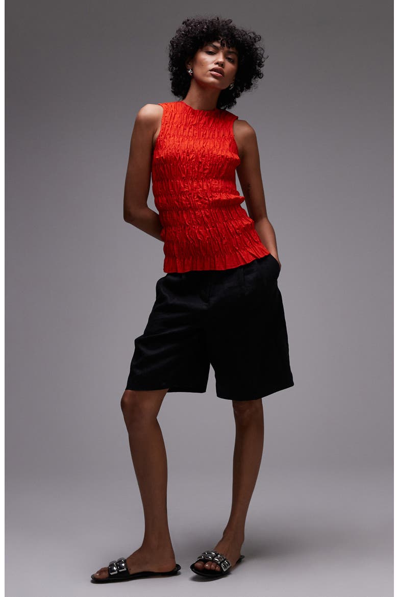 Smocked Tank, Alternate, color, RED