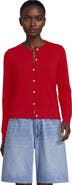Lands' End Fine Gauge Cotton Crew Cardigan Sweater