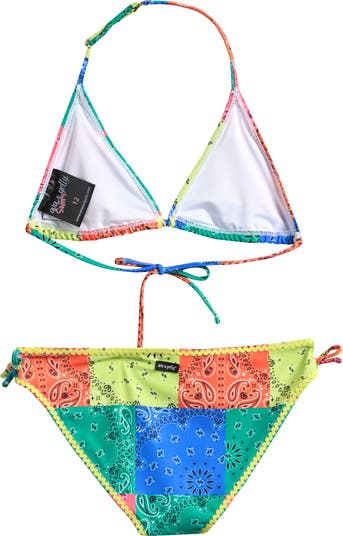 Kids' Bandana Patchwork Print Two-Piece Swimsuit