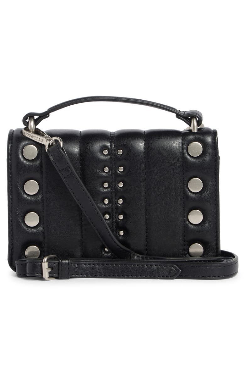 Steve Madden Studded Wallet on a Crossbody Strap, Alternate, color, Black