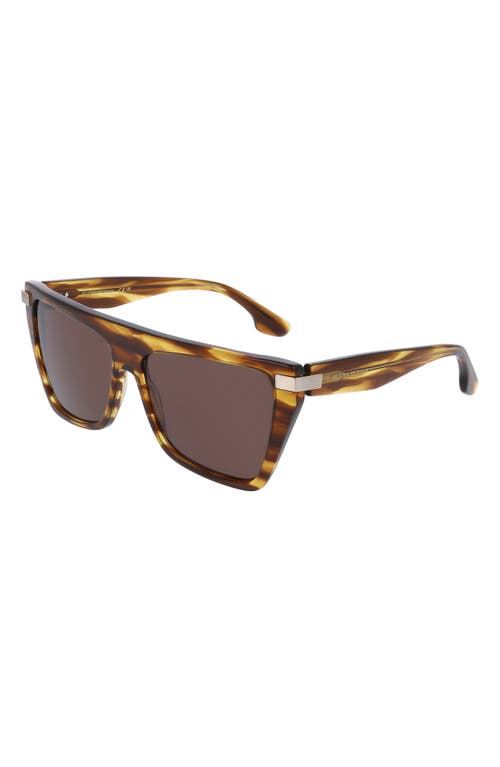 Victoria Beckham 57mm Modified Rectangular Sunglasses In Brown