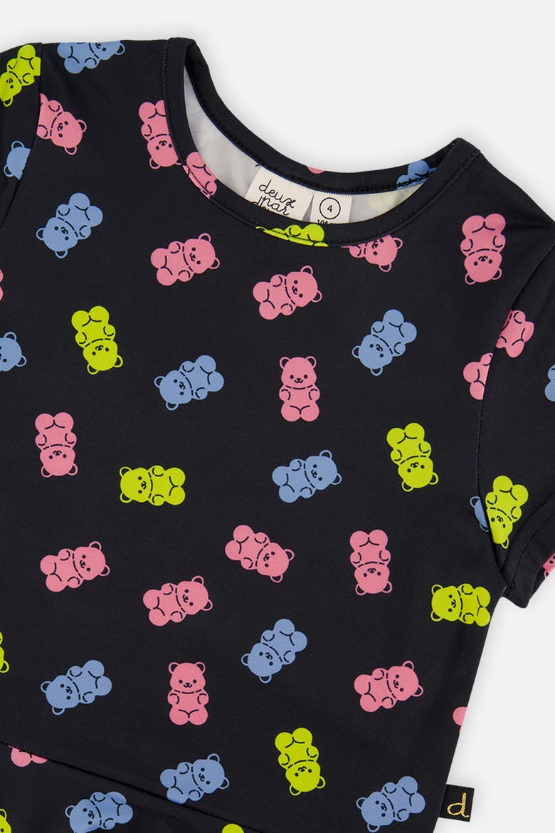Gummy Bears Short Sleeve Drop Waist Dress, Alternate, color, Black Printed Gummy Bears