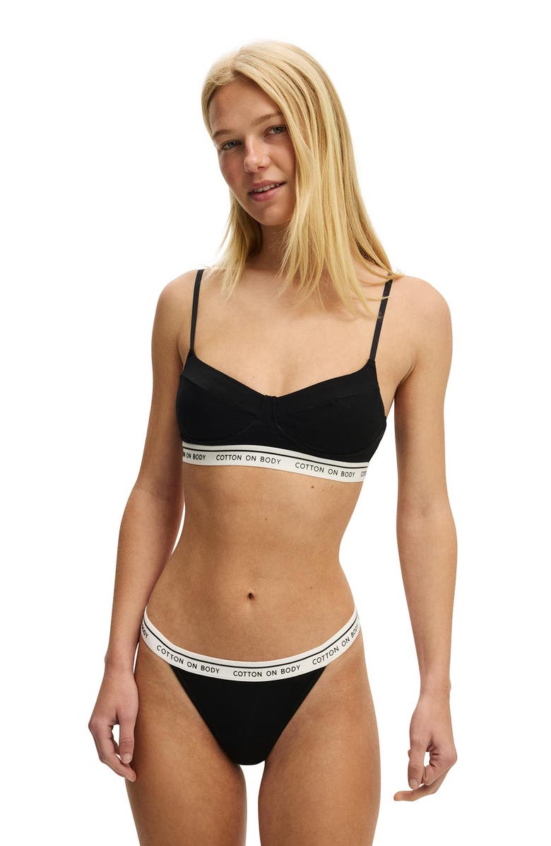 COTTON ON BODY Women's Branded Cotton Balconette Bralette, Main, color, 