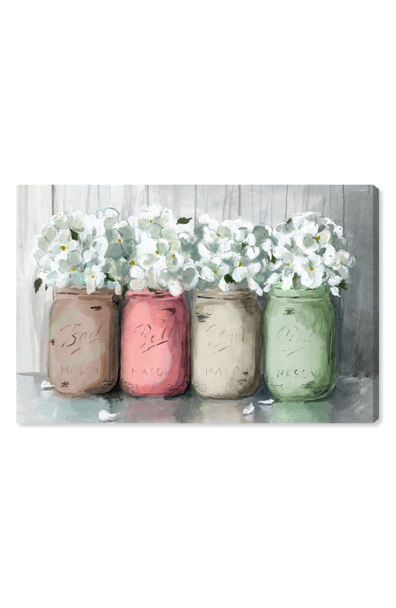 Oliver Gal Mason Jar Muted Canvas Wall Art, Main, color, 