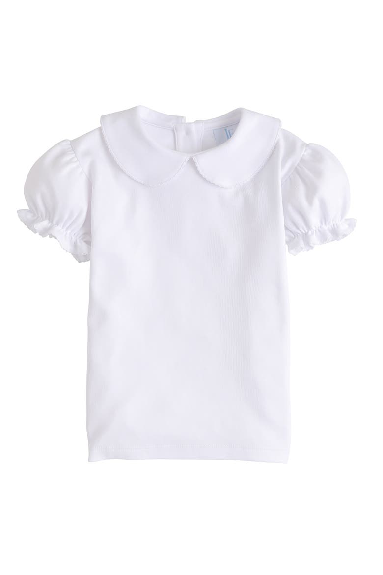 Kids' Short Sleeve Peter Pan Blouse, Main, color, White