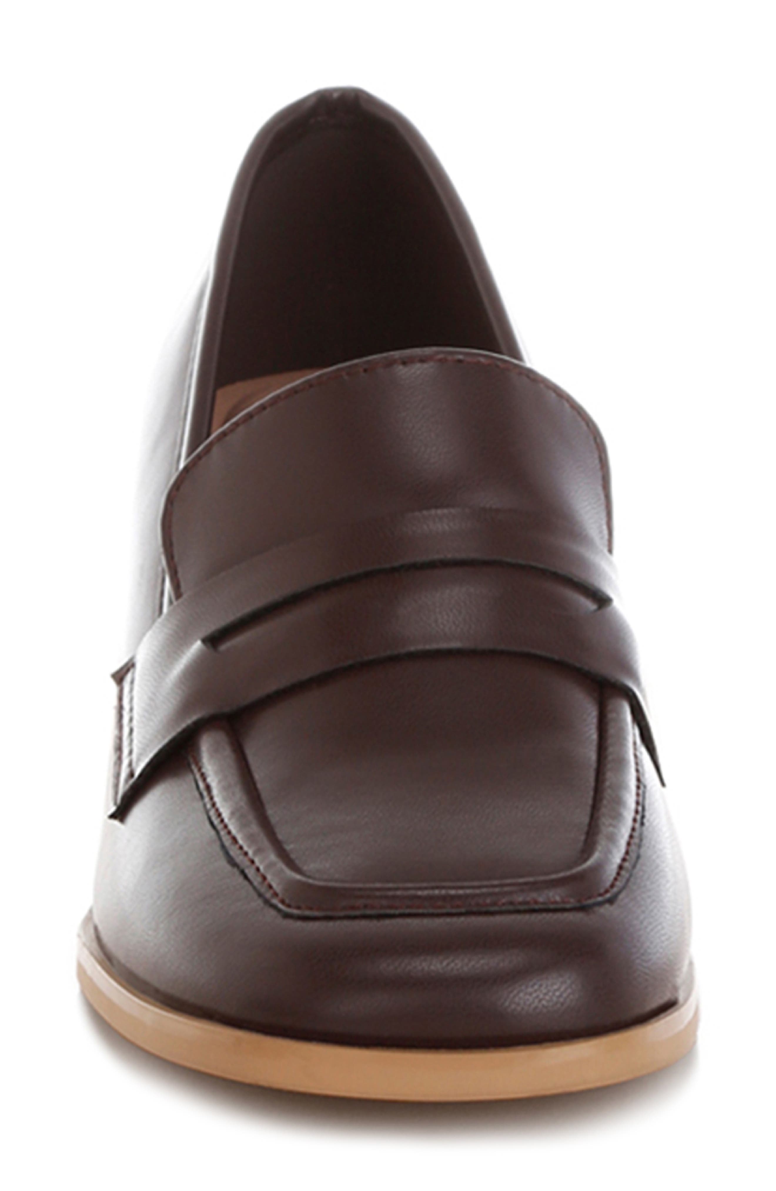 Sutapa Penny Strap Flared Block Heel Loafer, Alternate, color, BROWN