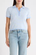 Adrianna Papell Stripe Short Sleeve Polo Sweater