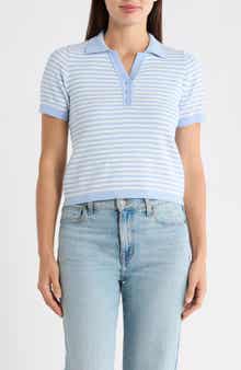 Stripe Short Sleeve Polo Sweater