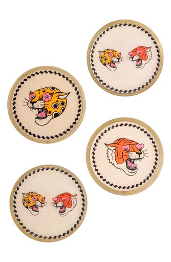 Tiramisu Set Of 4 Metal Coasters In Neutral