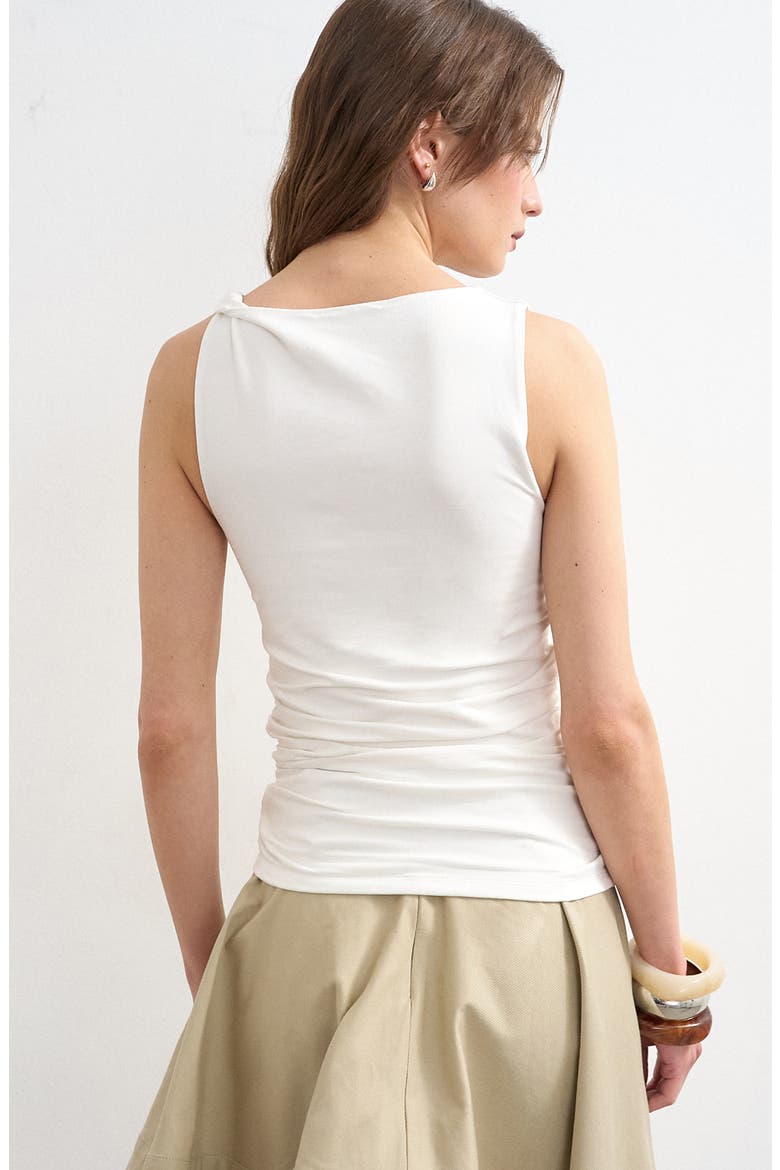 Twist Shoulder Side Ruched Tank, Alternate, color, IVORY