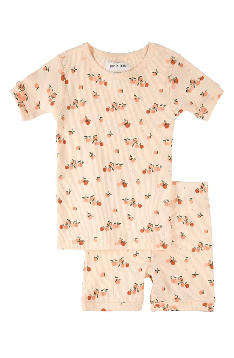 Petit Lem Kids' Argumes Cotton Rib Fitted Two-Piece Short Pajamas, Main, color, 