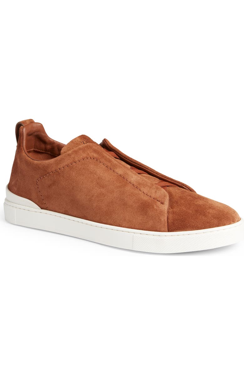 ZEGNA Triple Stitch Suede Slip-On Sneaker, Main, color, Vicuna