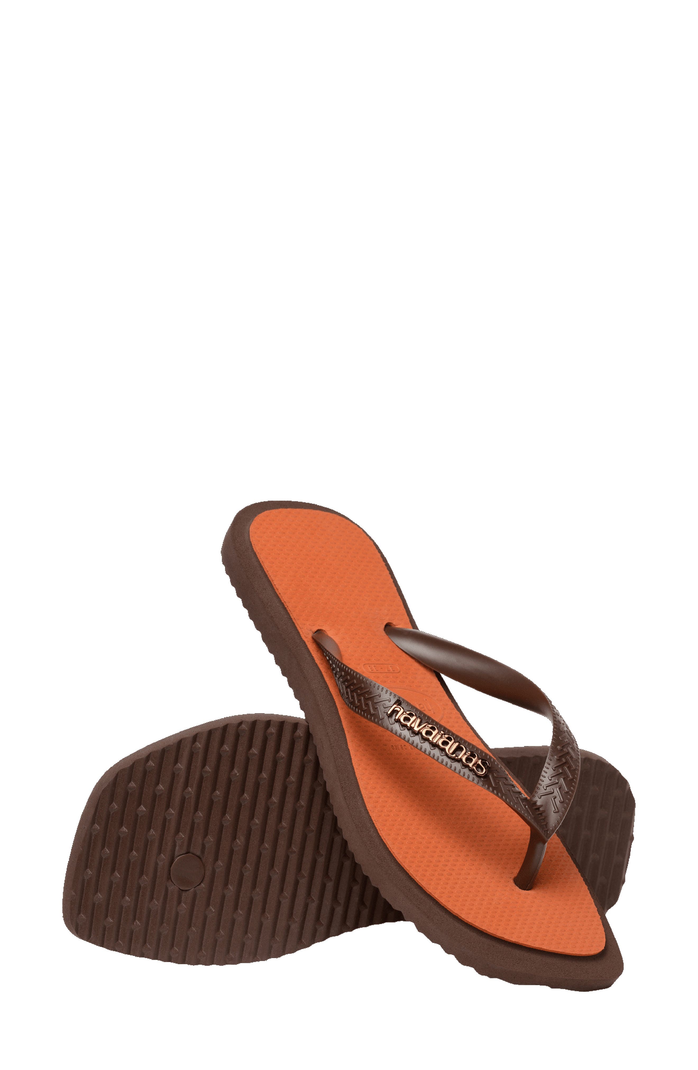 Havaianas Fusion Square Logo Flip Flop, Alternate, color, Dark Brown
