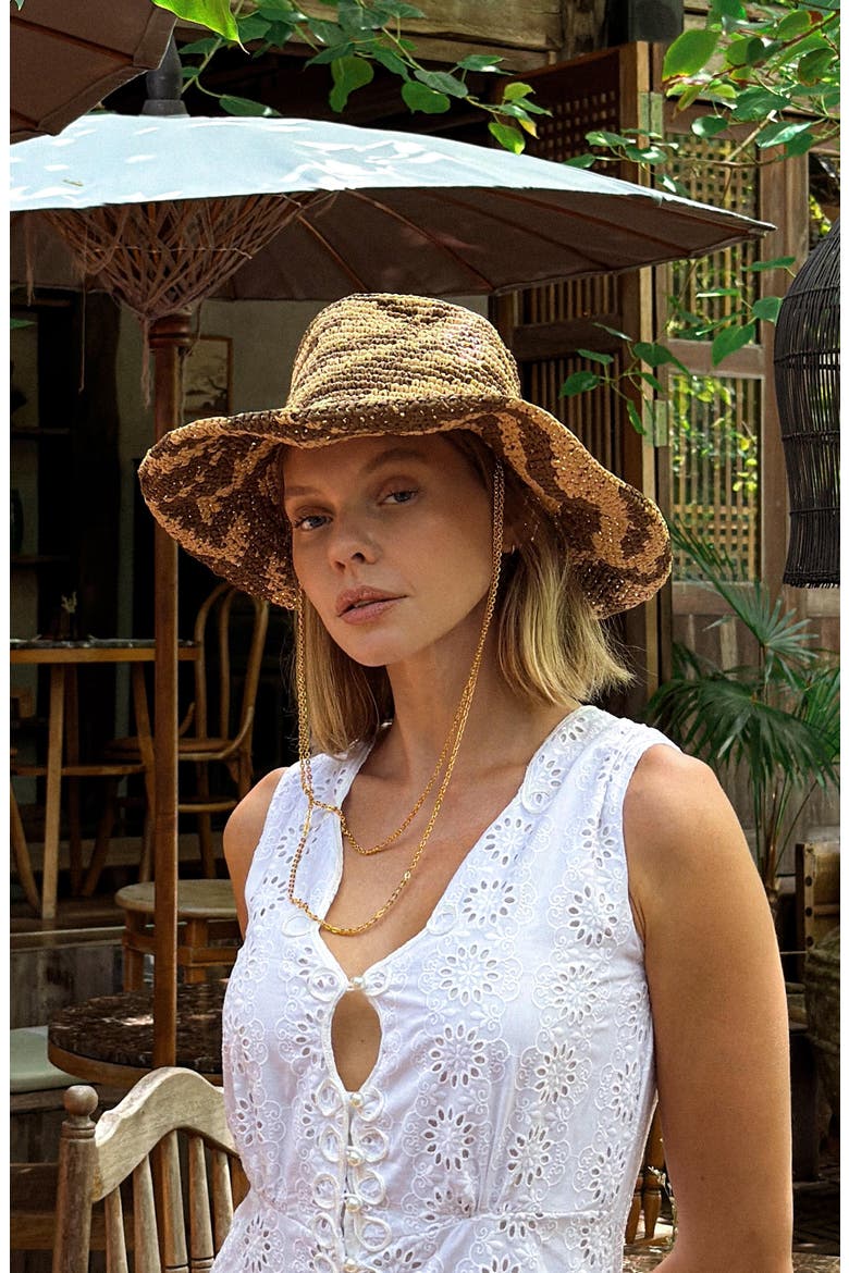 The Zenda Wide Brim Raffia Rancher Hat, Alternate, color, Brown