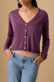 MANGO TEEN Ruffle Crop Cardigan