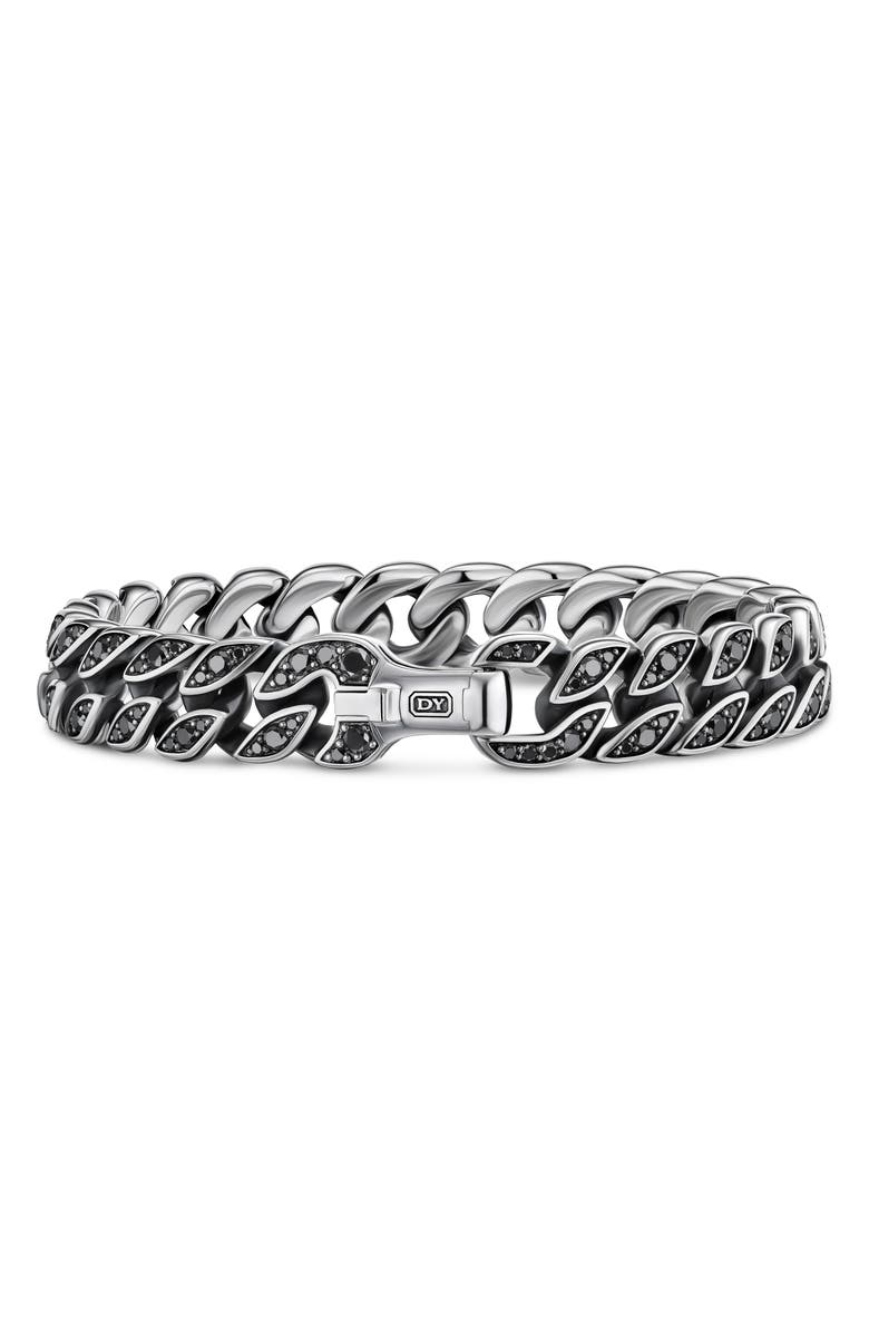 David Yurman Curb Chain Bracelet, 11.5mm, Alternate, color, Silver/ Black Diamond