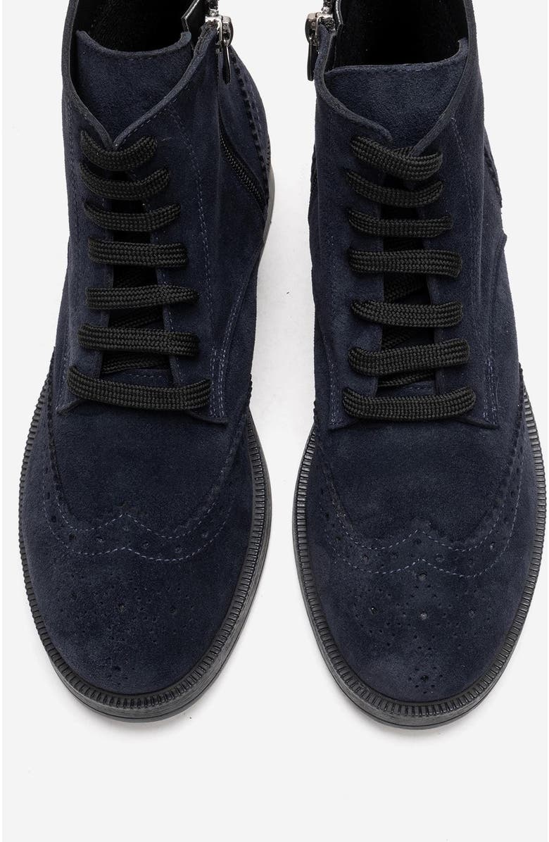 Forever & Always Shoes Nelvy Leather Boot, Alternate, color, Navy Suede