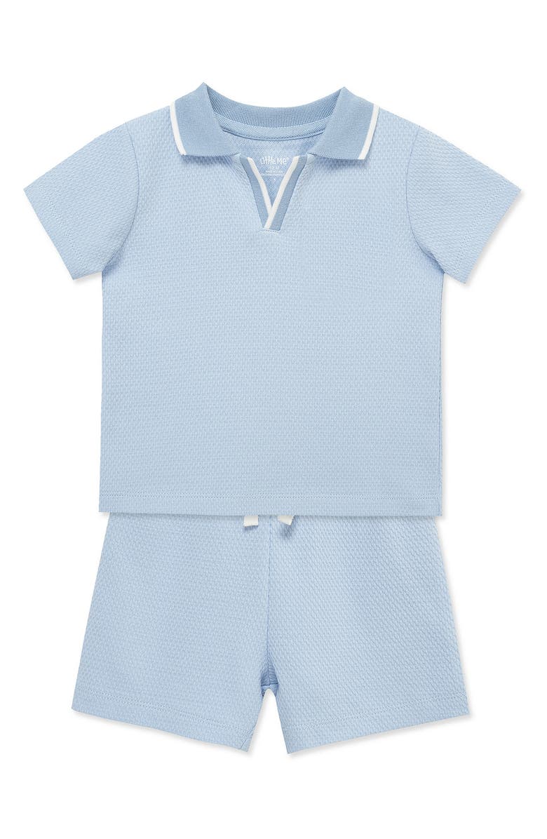 Little Me Organic Cotton Polo & Shorts Set, Alternate, color, Blue