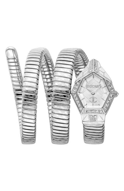 Mesmerizing Snake Wraparound Bracelet Watch, 23mm x 32.4mm