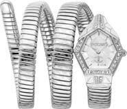 Just Cavalli Mesmerizing Snake Wraparound Bracelet Watch, 23mm x 32.4mm