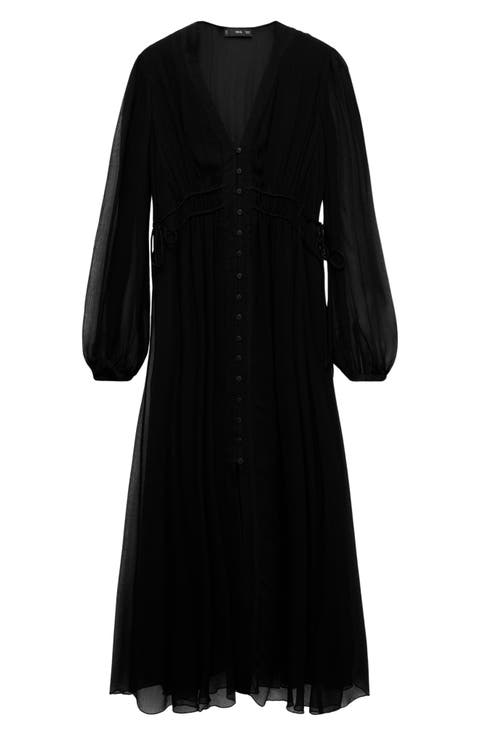 Long Sleeve Chiffon Maxi Dress