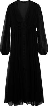 MANGO Long Sleeve Chiffon Maxi Dress