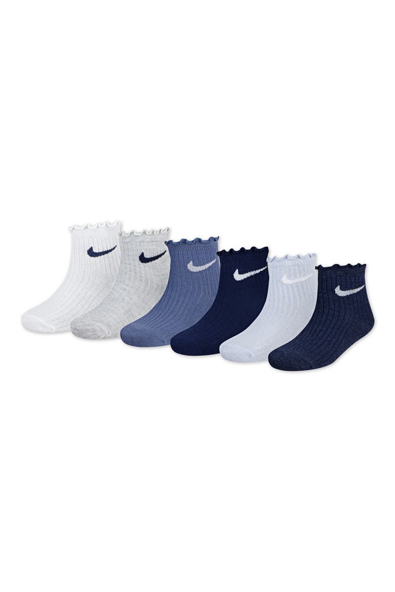 Kids' 6-Pack Lettuce Edge Quarter Ankle Socks, Main, color, MIDNIGHT NAVY