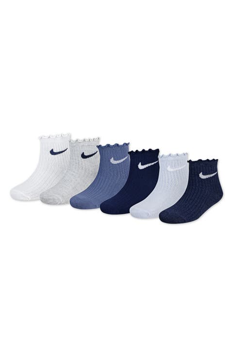 Kids' 6-Pack Lettuce Edge Quarter Ankle Socks (Little Kid)