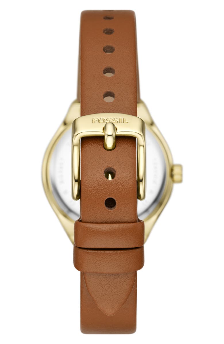 Fossil Eevie Crystal Three-Hand Leather Strap Watch, 30mm, Alternate, color,