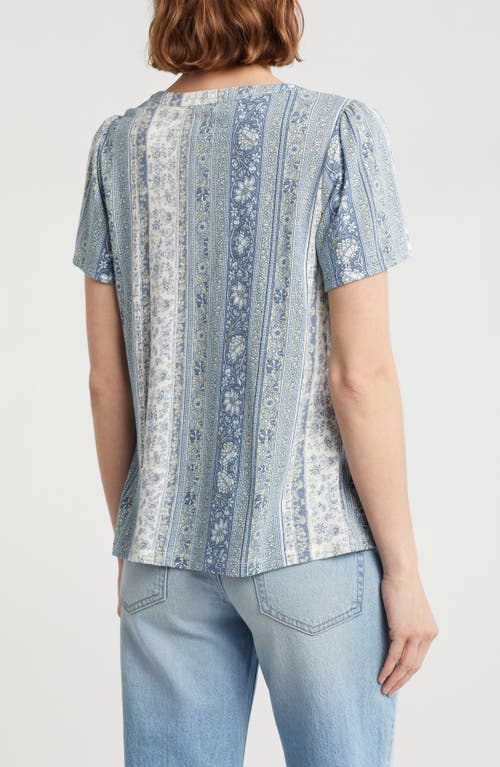 Lucky Brand Lace Front Top In Blue