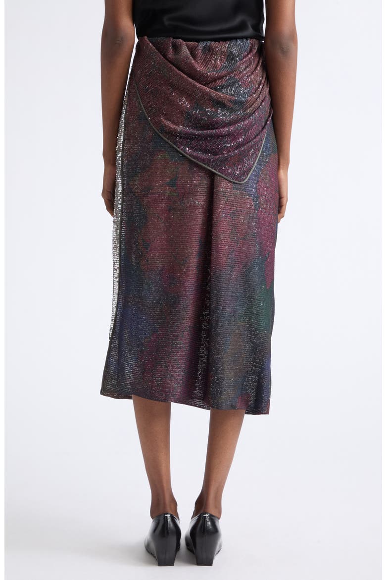 Sequin Draped Midi Skirt, Alternate, color, BLUE/ BURGUNDY