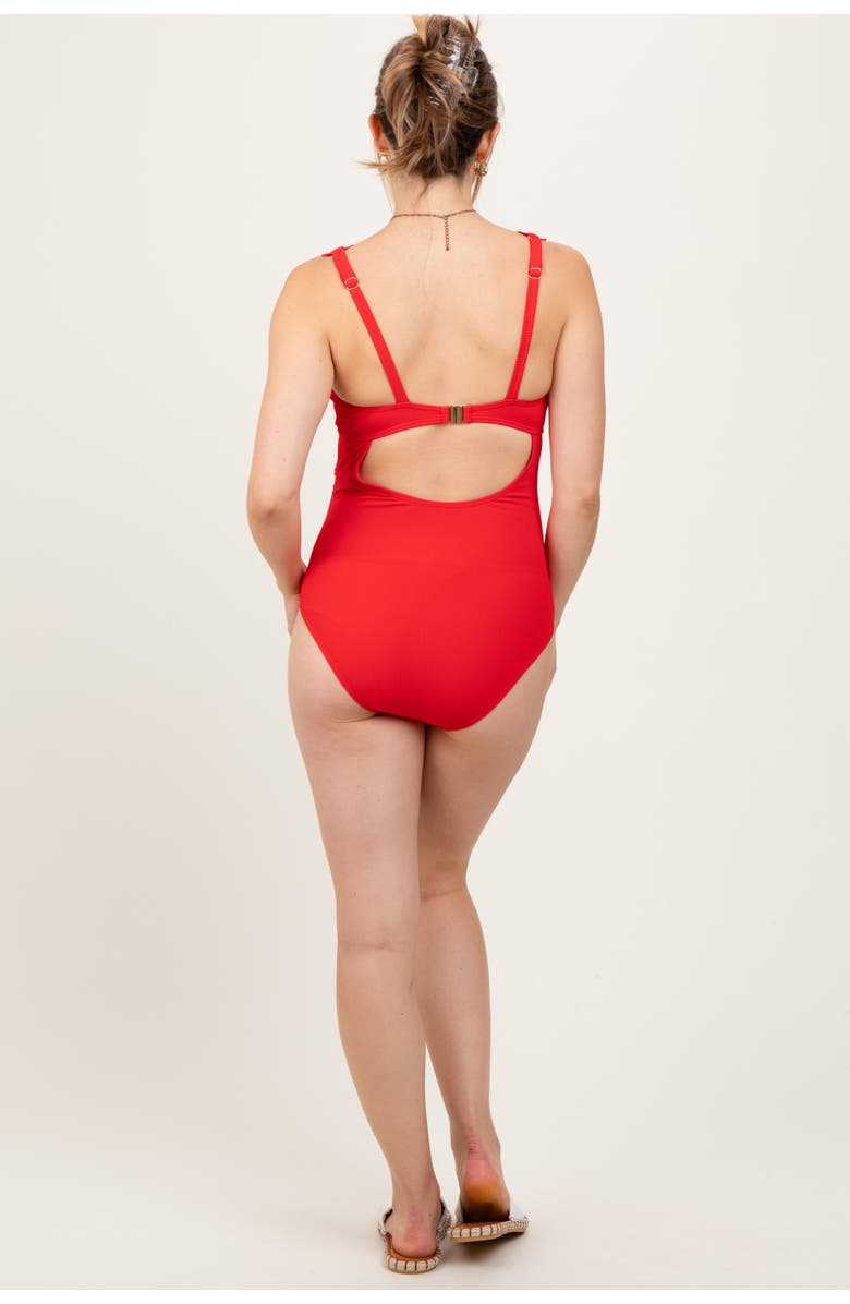 PinkBlush Scallop Trim One Piece Swimsuit, Alternate, color, Red