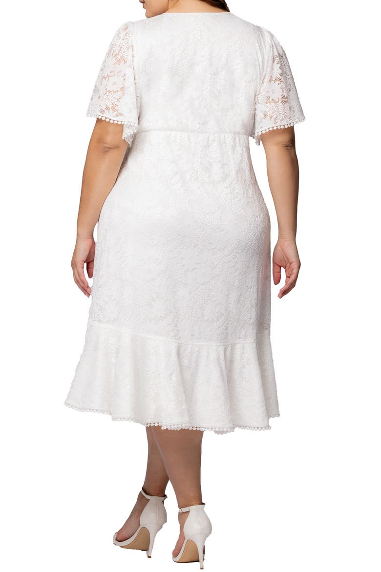 Palermo Lace Faux Wrap Dress, Alternate, color, WHITE
