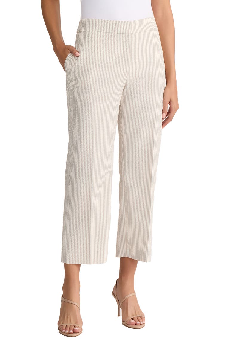 Seersucker Stripe Ankle Pants, Main, color, NATURAL STONE/ NATURAL WHITE