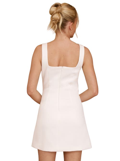 Six Stories Bonnie Square Neck Satin Mini Dress In White