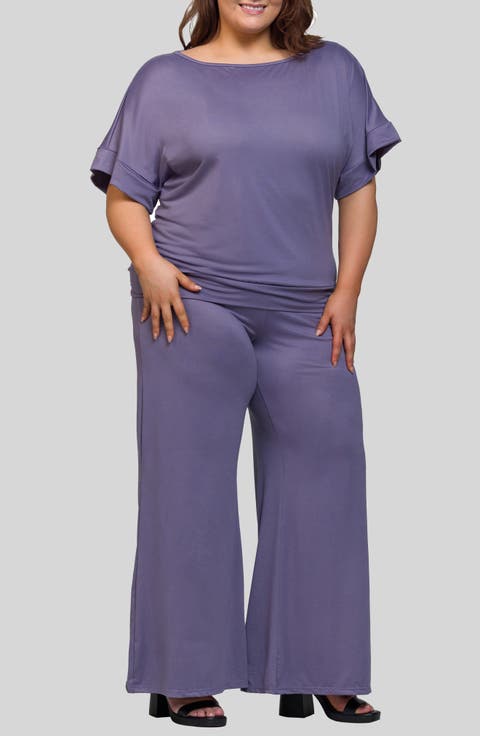 Boat Neck Top & Wide Leg Pants Set