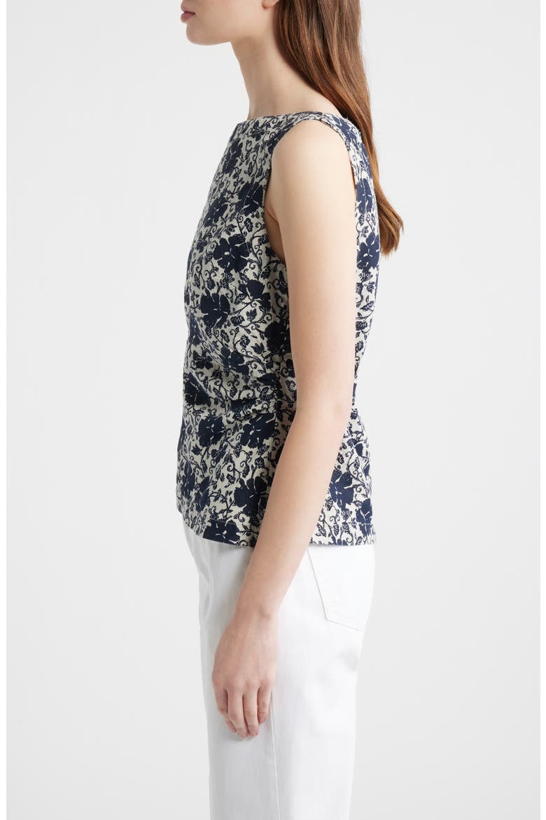 Cinched Boatneck Sleeveless Linen Top, Alternate, color, OAT