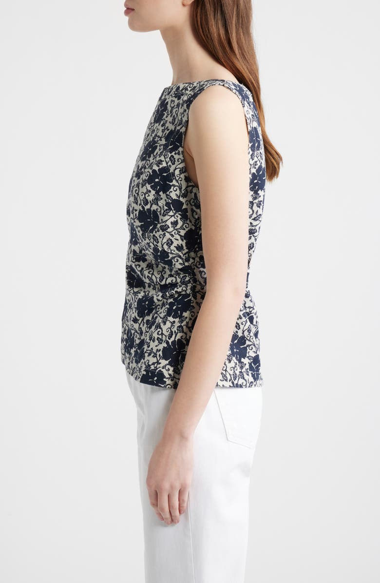 Madewell Cinched Boatneck Sleeveless Linen Top, Alternate, color, Oat