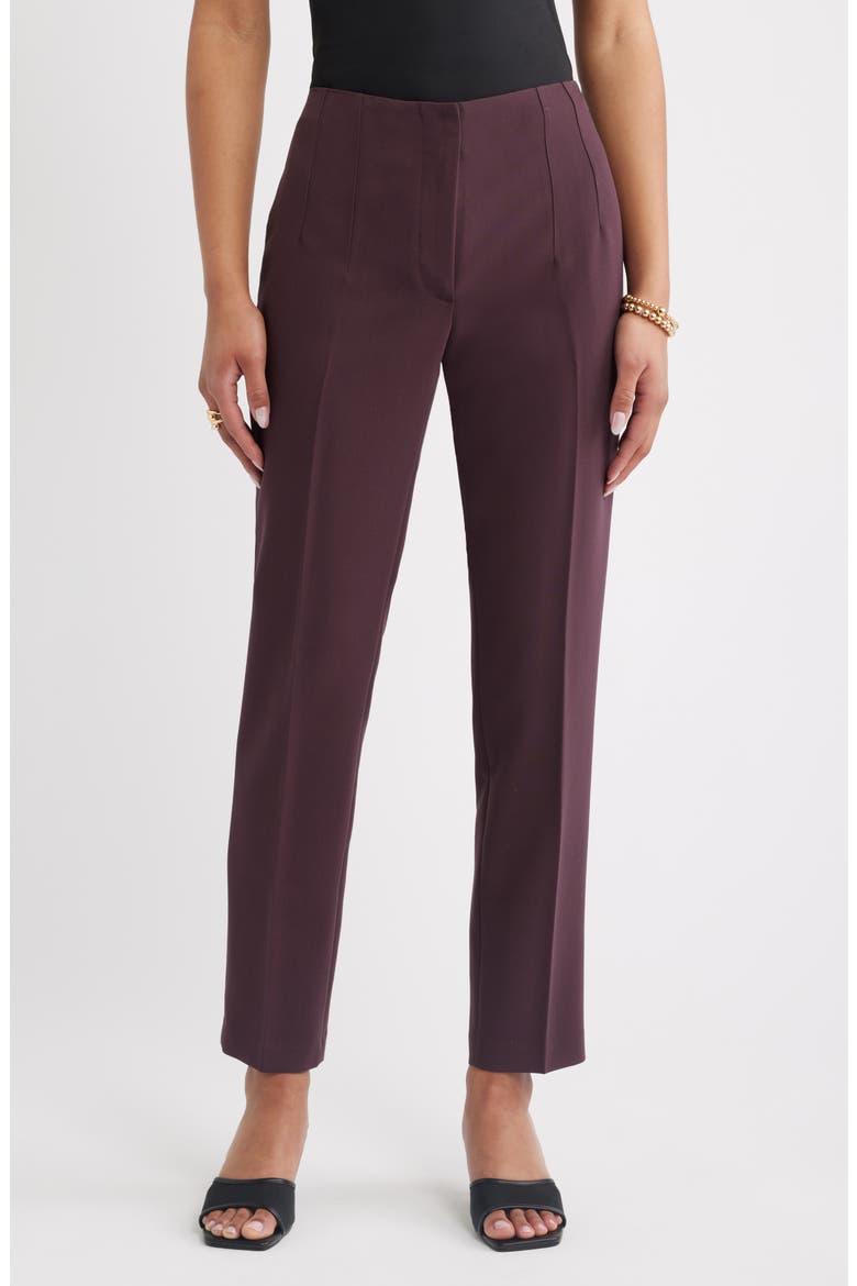 Icon High Waist Cigarette Pants, Main, color, BURGUNDY FUDGE