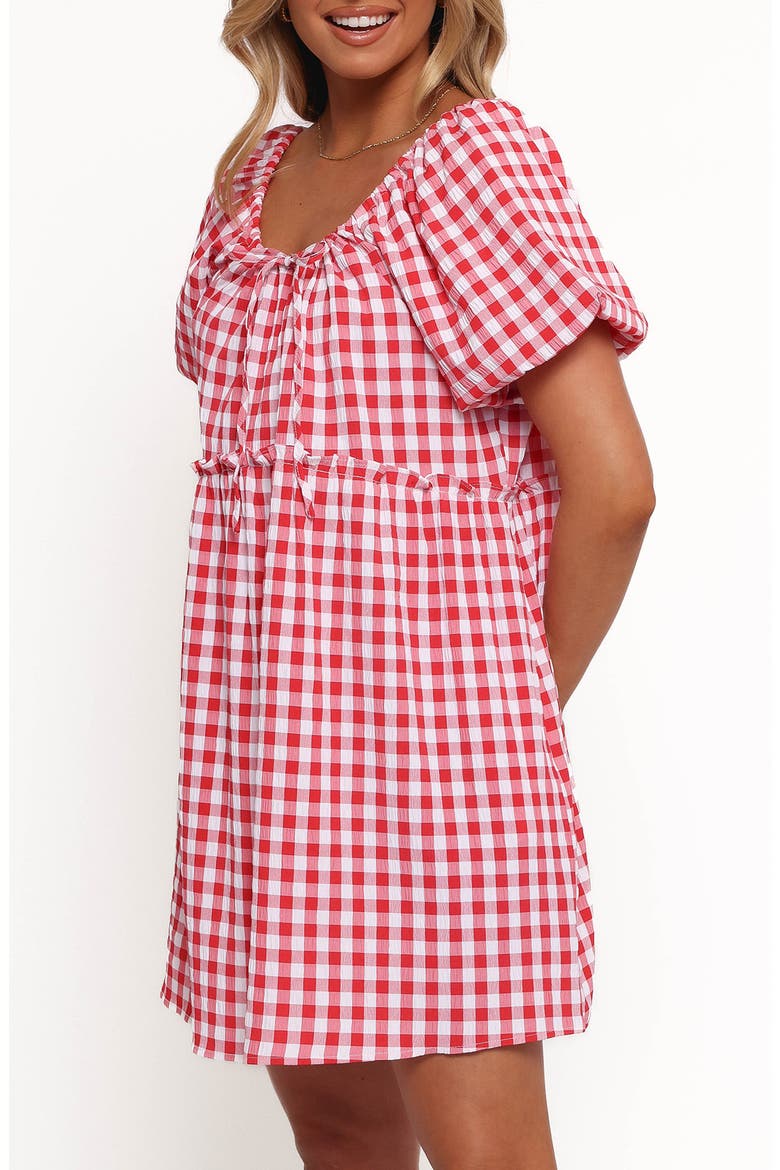 Dorthea Gingham Cotton Blend Minidress, Alternate, color, RED