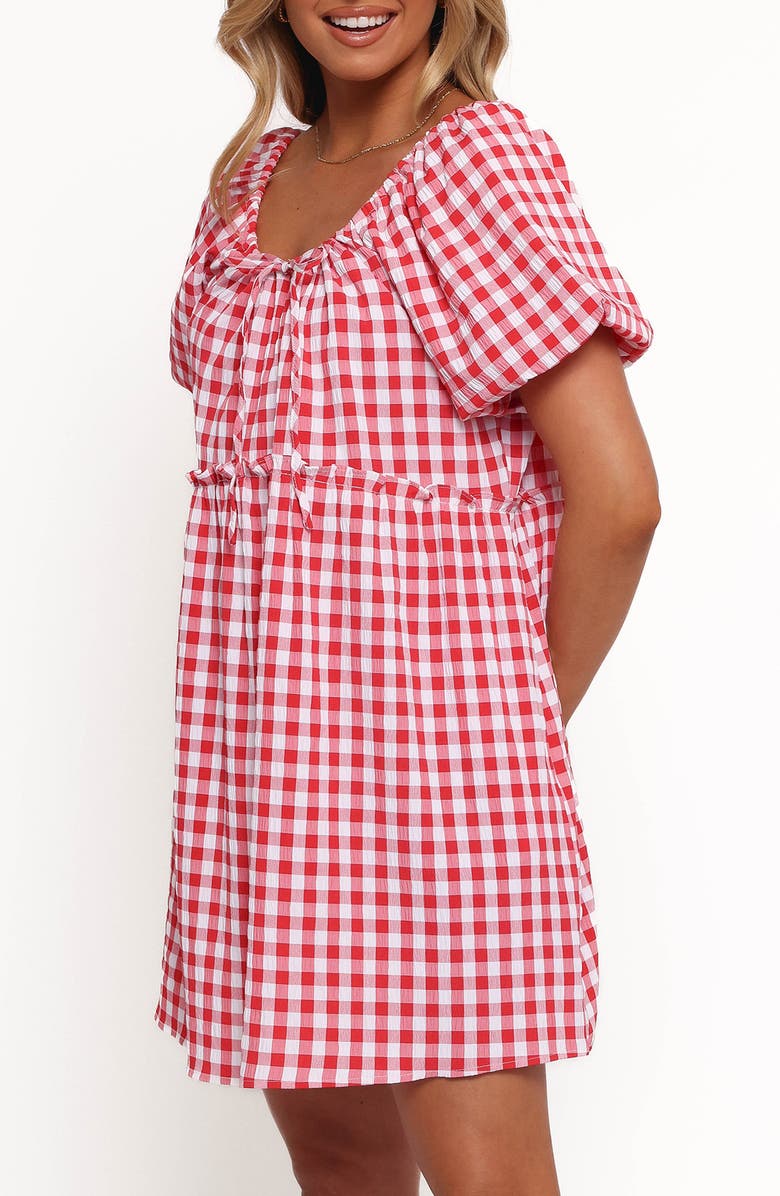 Petal & Pup Dorthea Gingham Cotton Blend Minidress, Alternate, color, Red
