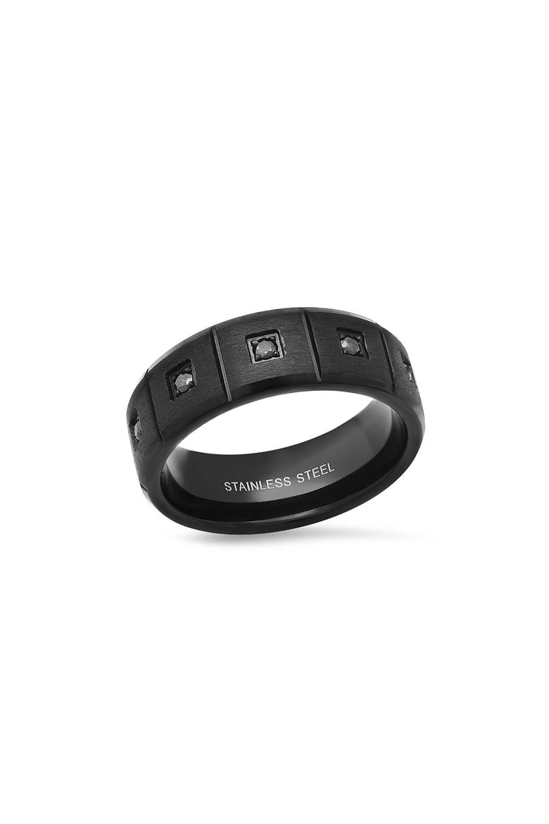 Men's Black Ion Plated Stainless Steel Ring, Main, color, BLACK