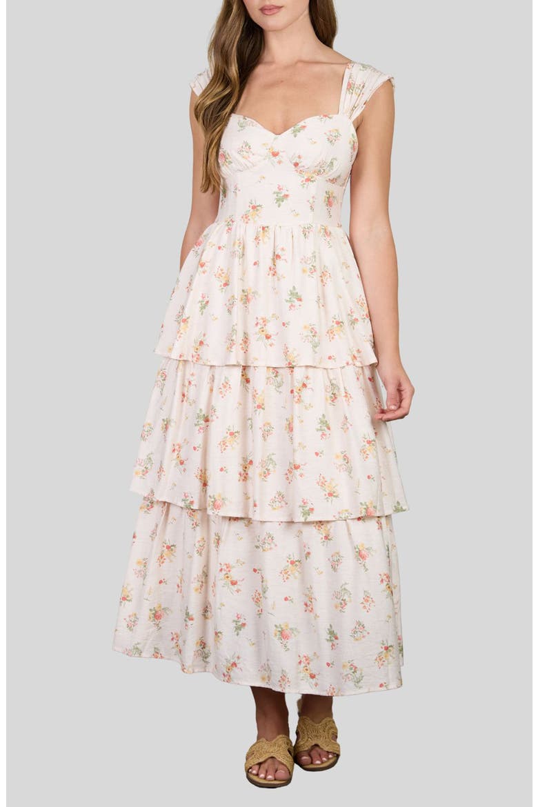 Floral Tiered Maxi Dress, Main, color, CREAM MULTI