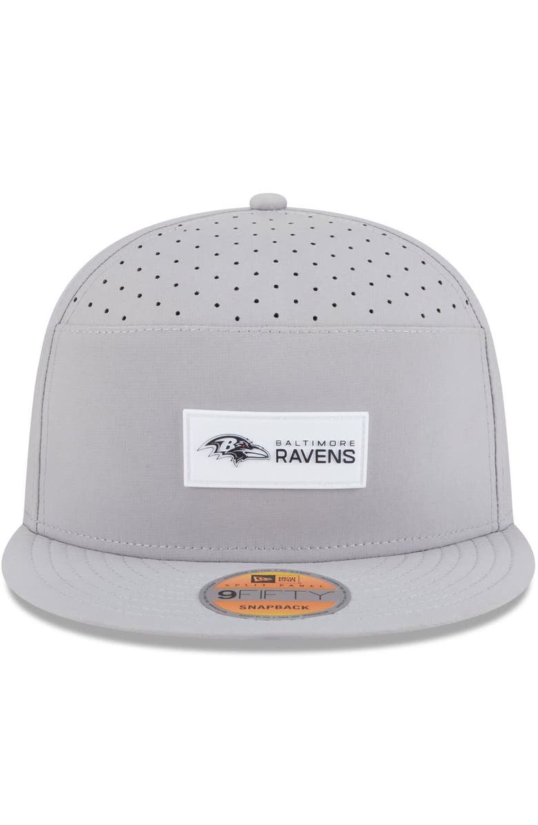 New Era Men's New Era Gray Baltimore Ravens 2025 Sideline  Split Panel 9FIFTY Snapback Hat, Alternate, color, Gray