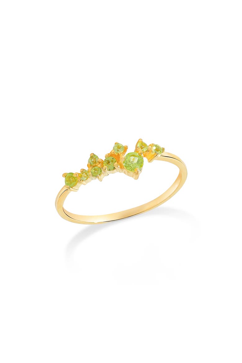 Asymmetric Gemstone Band Ring, Main, color, GREEN