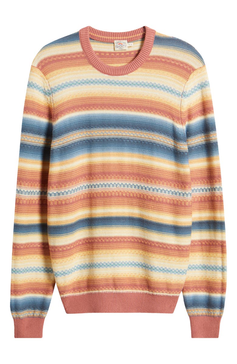 Faherty Stripe Crewneck Sweater, Alternate, color, Red Basin Ombre