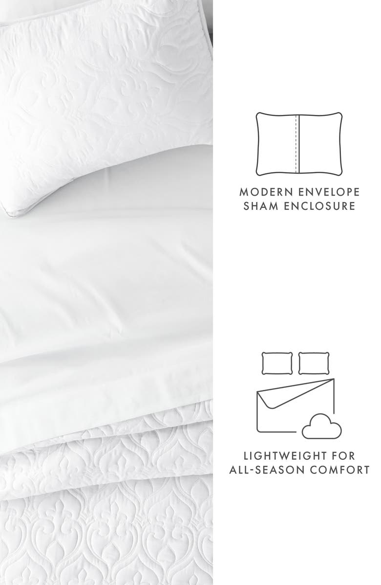 HOMESPUN HOME SPUN Premium Ultra Soft Damask Pattern Quilted Coverlet Set, Alternate, color, White