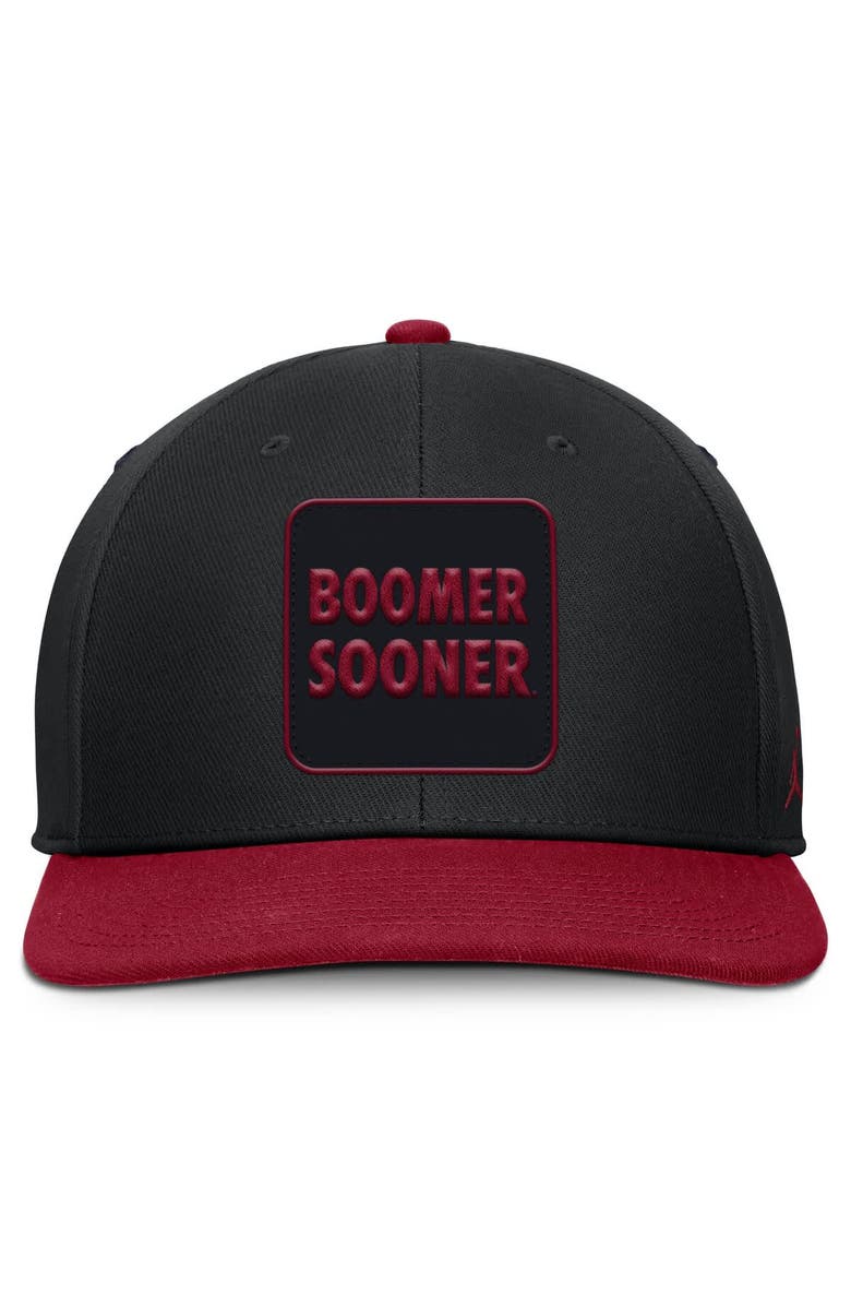 Jordan Brand Men's Jordan Brand Black/Crimson Oklahoma Sooners 2025 Sideline Campus Pro Local Snapback Hat, Alternate, color, 
