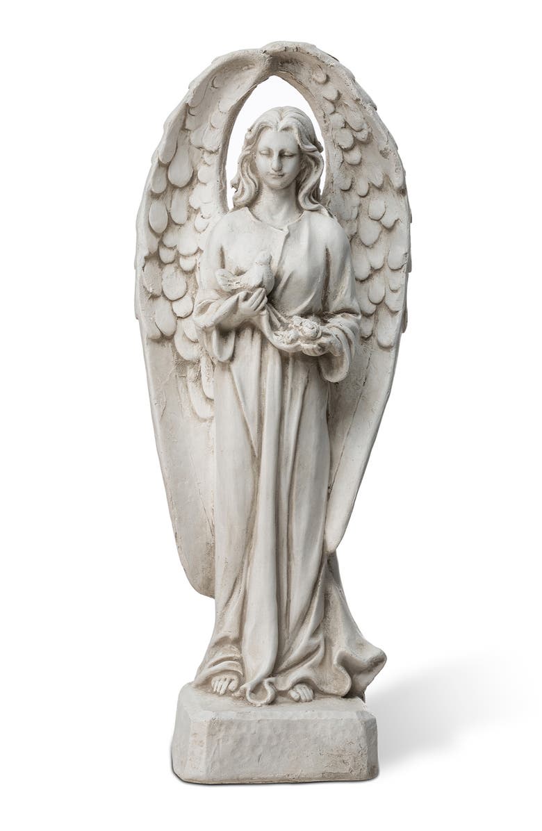 Glitzhome 20.5"H MGO Standing Archangel Garden Statue Sculpture, Main, color, White